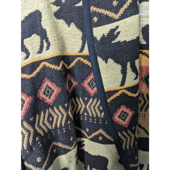 Vintage Flashback Cropped Tapestry Jacket Moose Southwestern Print Size L - Picture 5 of 7